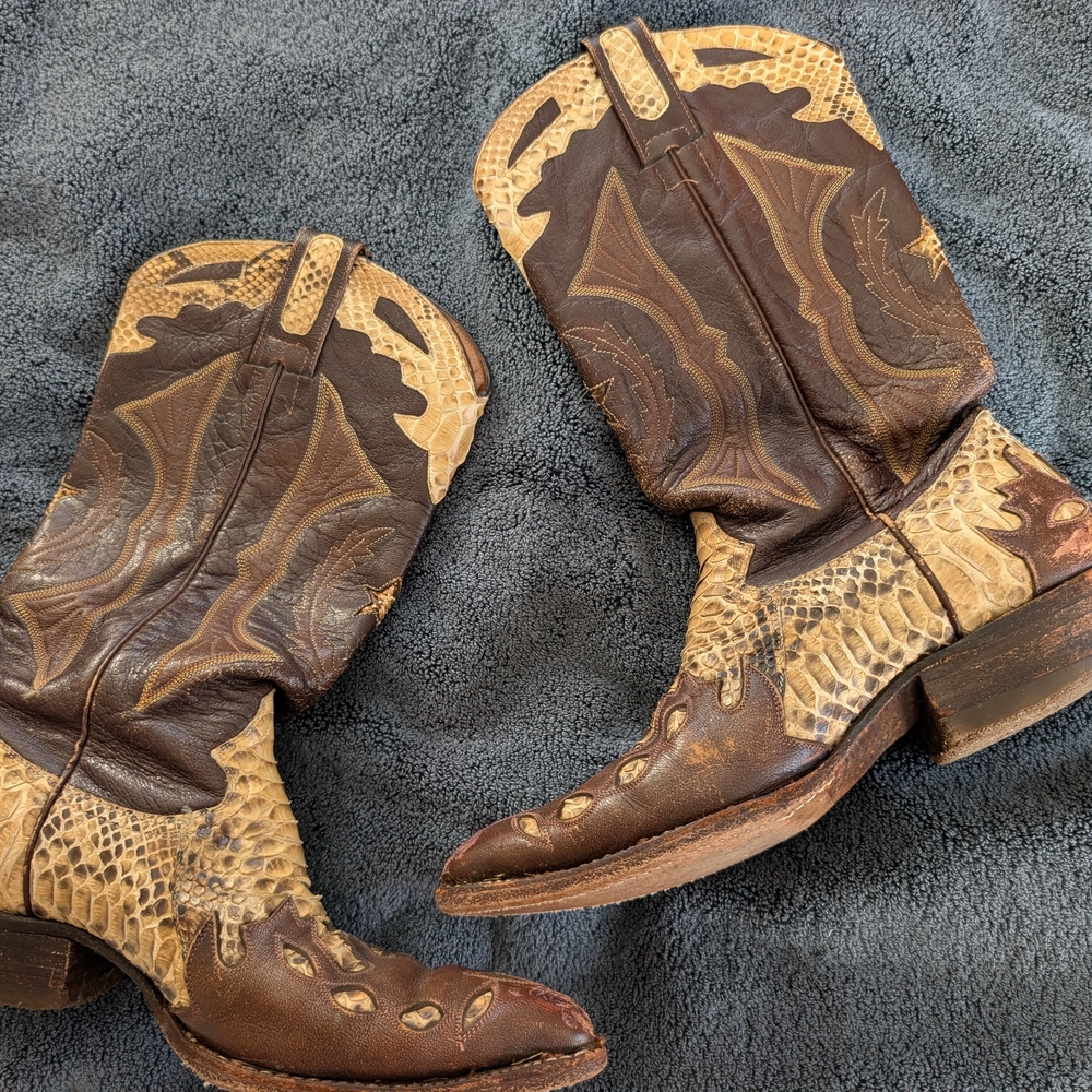 Brown and Tan Cowboy Boots